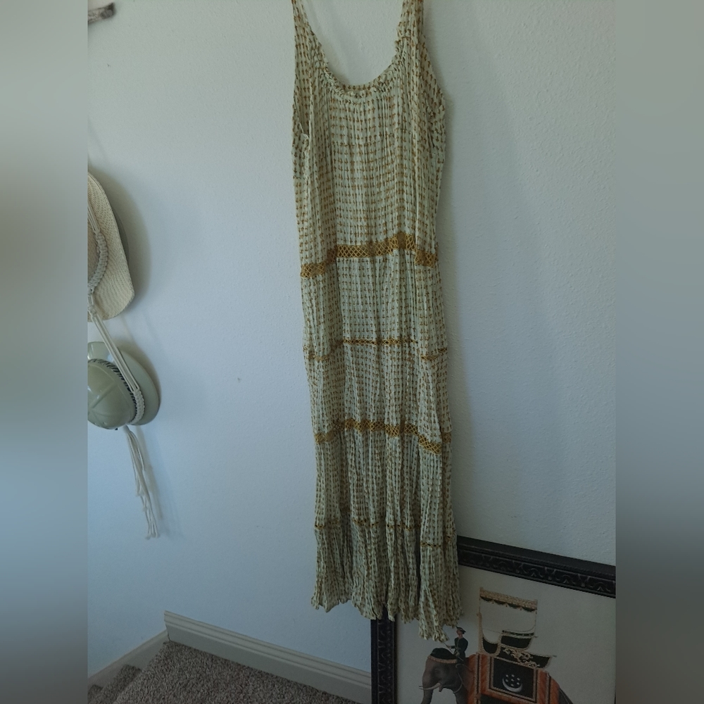 Free People large mint + Gold maxi